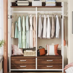Tribesigns Closet Organizers|Clothes & Garment Racks*Freestanding Closet Organizer, Garment Rack with Drawers & Shelves