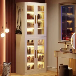 Tribesigns Shoe Racks & Cabinets|Shoe Racks & Cabinets*Freestanding Shoe Cabinet with Acrylic Doors and LED Lights
