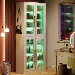 Tribesigns Shoe Racks & Cabinets|Shoe Racks & Cabinets*Freestanding Shoe Cabinet with Acrylic Doors and LED Lights