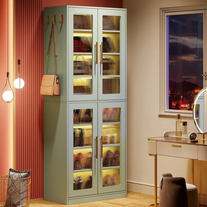 Tribesigns Shoe Racks & Cabinets|Shoe Racks & Cabinets*Freestanding Shoe Cabinet with Acrylic Doors and LED Lights