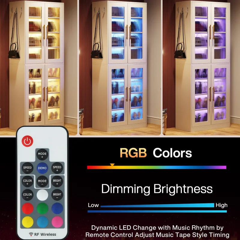 Tribesigns Shoe Racks & Cabinets|Shoe Racks & Cabinets*Freestanding Shoe Cabinet with Acrylic Doors and LED Lights