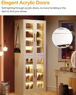Tribesigns Shoe Racks & Cabinets|Shoe Racks & Cabinets*Freestanding Shoe Cabinet with Acrylic Doors and LED Lights