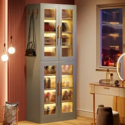Tribesigns Shoe Racks & Cabinets|Shoe Racks & Cabinets*Freestanding Shoe Cabinet with Acrylic Doors and LED Lights