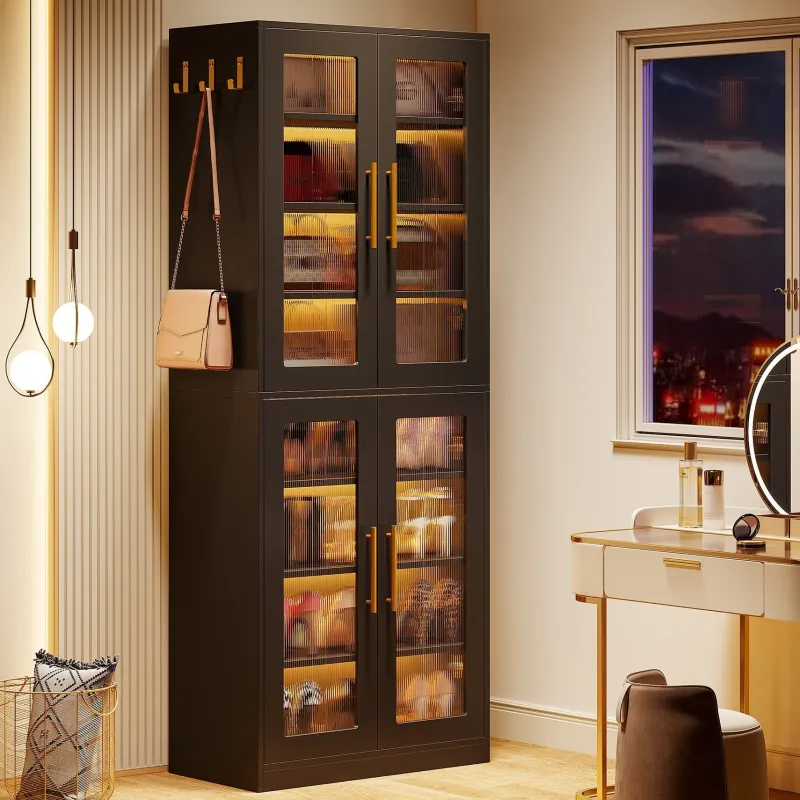 Tribesigns Shoe Racks & Cabinets|Shoe Racks & Cabinets*Freestanding Shoe Cabinet with Acrylic Doors and LED Lights