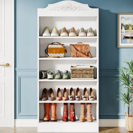 Tribesigns Shoe Racks & Cabinets|Shoe Racks & Cabinets*Freestanding Shoe Cabinet, 72.8" Wood 5 Tiers Shoe Storage Rack
