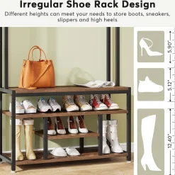Tribesigns Shoe Racks & Cabinets|Shoe Racks & Cabinets*Front view of 's Coat Rack Shoe Bench, Entryway Hall Tree with Hooks & Shelves.