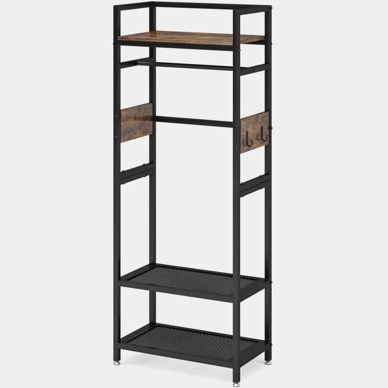 Tribesigns Shoe Racks & Cabinets|Shoe Racks & Cabinets*Front view of 's Freestanding Closet Organizer, Small Entryway Coat Garments Rack, showcasing its minimalist design and space-saving features.