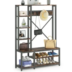 Tribesigns Shoe Racks & Cabinets|Shoe Racks & Cabinets*Front view of ‘s Freestanding Coat Rack Shoe Bench, 4-in-1 Entryway Hall Tree with Shelves.