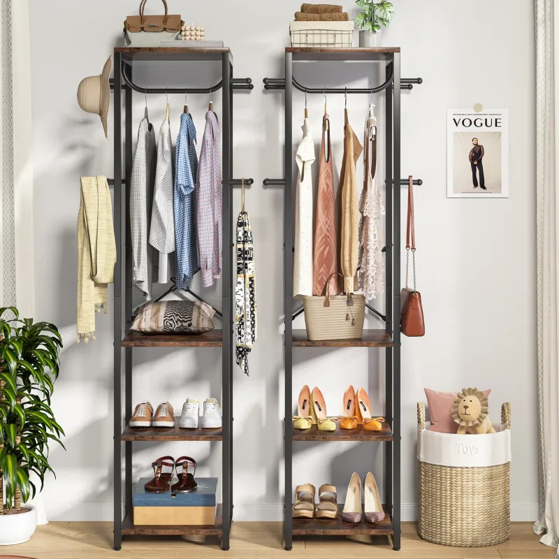 Tribesigns Shoe Racks & Cabinets|Shoe Racks & Cabinets*Full-frontal shot of 's Coat Rack, Freestanding Corner Hall Tree with 4 Shelves 8 Hooks.