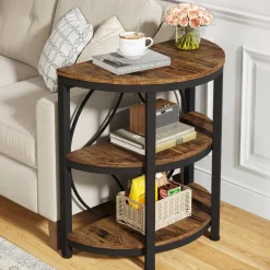 Tribesigns End & Side Tables*Half - Round End Table, 3 - Tier Narrow Side Table with Metal Frame