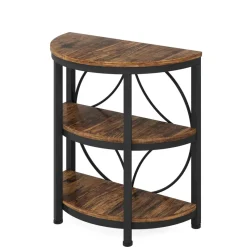 Tribesigns End & Side Tables*Half - Round End Table, 3 - Tier Narrow Side Table with Metal Frame