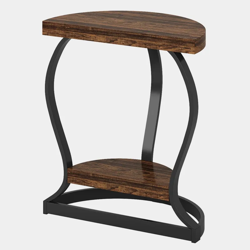 Tribesigns End & Side Tables*Half - Round End Table, Side Table with 2 - Tier Shelves