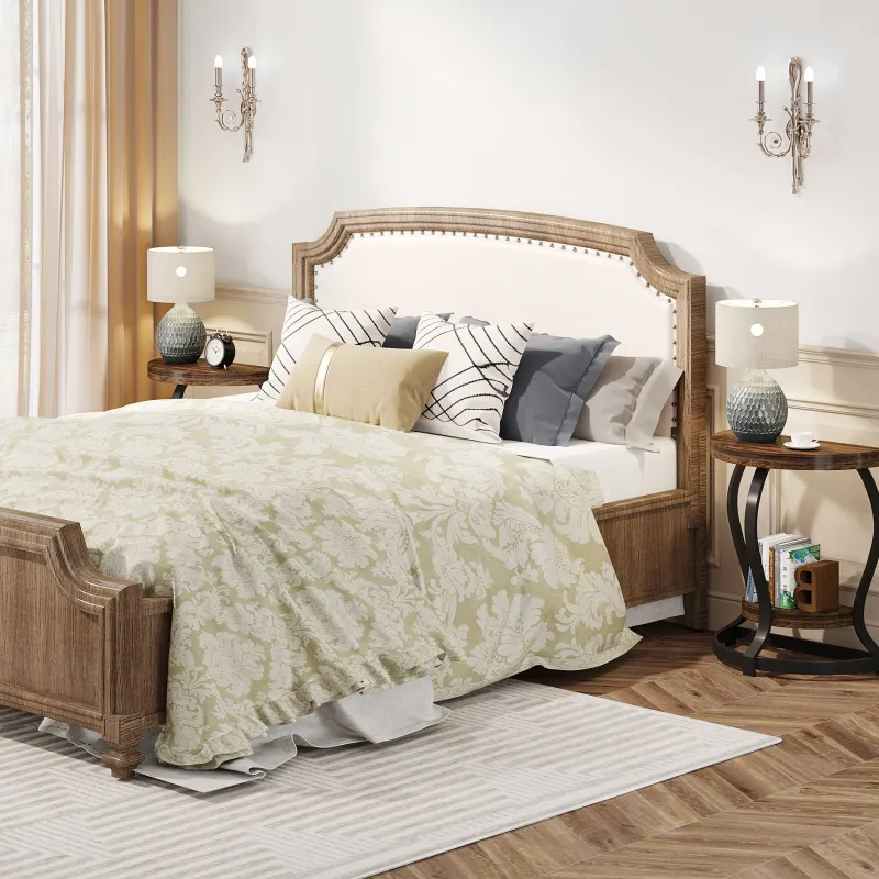 Tribesigns End & Side Tables*Half - Round End Table, Side Table with 2 - Tier Shelves