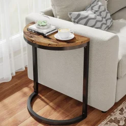 Tribesigns End & Side Tables*Half Round End Table, Narrow Side Table with Metal Frame