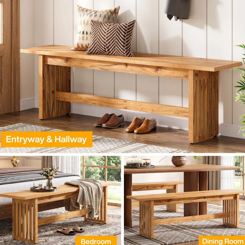 Tribesigns Benches*Hallway view of 59" 's Entry Bench, Farmhouse Kitchen Bench Bedroom Bed Bench.