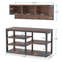 Tribesigns Shoe Racks & Cabinets|Shoe Racks & Cabinets*Hallway view of 's 5 IN 1 Coat Rack Shoe Bench Set, Hall Tree with Wall Mounted Shelf.