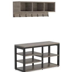 Tribesigns Shoe Racks & Cabinets|Shoe Racks & Cabinets*Hallway view of 's 5 IN 1 Coat Rack Shoe Bench Set, Hall Tree with Wall Mounted Shelf.