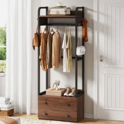 Tribesigns Shoe Racks & Cabinets|Shoe Racks & Cabinets*Hallway view of 's Freestanding Closet Organizer, Coat Rack with Drawers and Shelves.