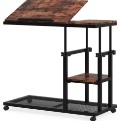 Tribesigns End & Side Tables*Height Adjustable C Table, Mobile Side Table with Tiltable Drawing Board