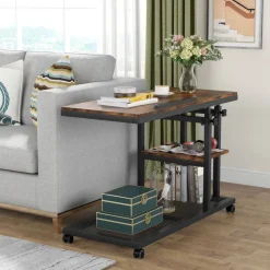 Tribesigns End & Side Tables*Height Adjustable C Table, Mobile Side Table with Tiltable Drawing Board