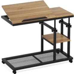 Tribesigns End & Side Tables*Height Adjustable C Table, Mobile Side Table with Tiltable Drawing Board