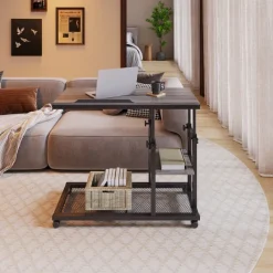 Tribesigns End & Side Tables*Height Adjustable C Table, Mobile Side Table with Tiltable Drawing Board