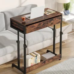 Tribesigns Desks*Height Adjustable Desk, Mobile Side Table Portable Desk with Drawers