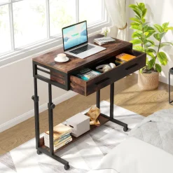 Tribesigns Desks*Height Adjustable Desk, Mobile Side Table Portable Desk with Drawers