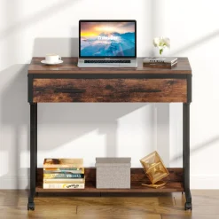Tribesigns Desks*Height Adjustable Desk, Mobile Side Table Portable Desk with Drawers