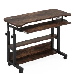Tribesigns Desks*Height Adjustable Desk, Mobile Portable Desk with Wireless Charging Station