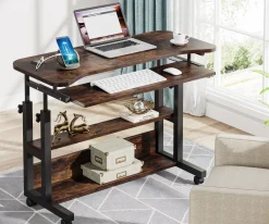 Tribesigns Desks*Height Adjustable Desk, Mobile Portable Desk with Wireless Charging Station