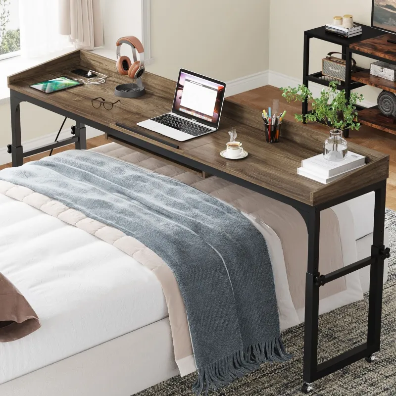Tribesigns Overbed Tables*Height Adjustable Overbed Table with Wheels & Charging Station