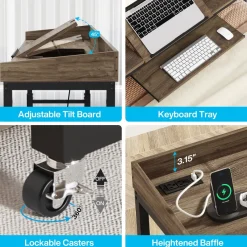 Tribesigns Overbed Tables*Height Adjustable Overbed Table with Wheels & Charging Station