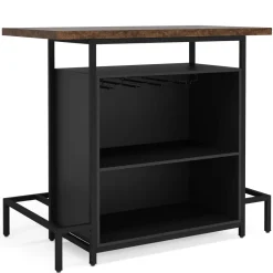 Tribesigns Bar Units*Home Bar Unit, Industrial 3-Tier Liquor Bar Table with Glasses Holder
