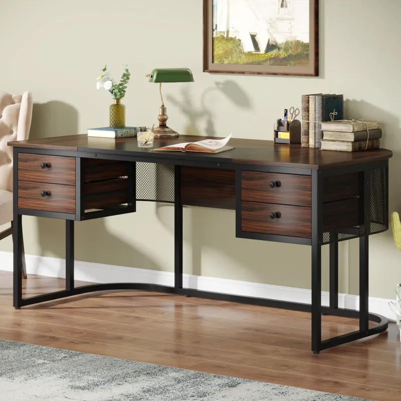 Tribesigns Desks*63-Inch Computer Desk Executive Desk with 4 Drawers