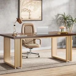 Tribesigns Desks*63-Inch Computer Desk, Rectangular Wood Executive Desk for Home Office