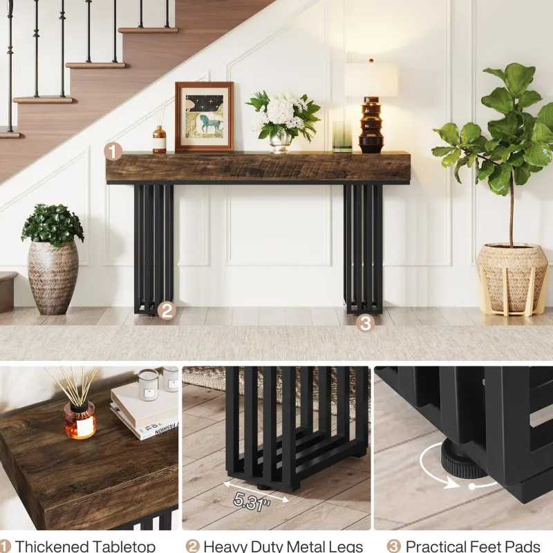 Tribesigns Console Tables|Console Tables*55-inch Console Table, Modern Entryway Table with Metal Legs