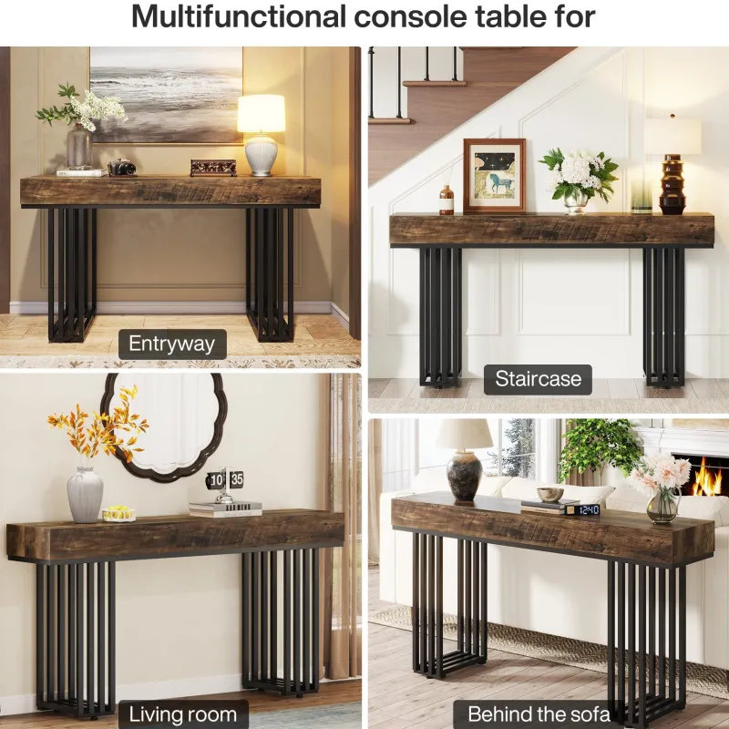 Tribesigns Console Tables|Console Tables*55-inch Console Table, Modern Entryway Table with Metal Legs