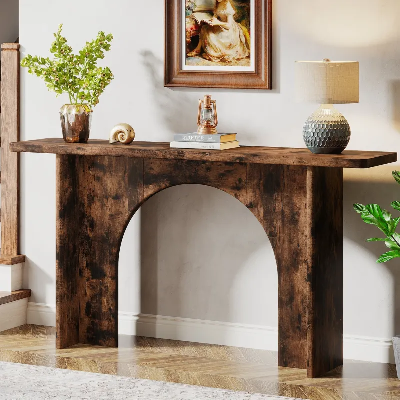 Tribesigns Console Tables|Console Tables*63-Inch Console Table, Wood Farmhouse Entryway Table with Arch Brace