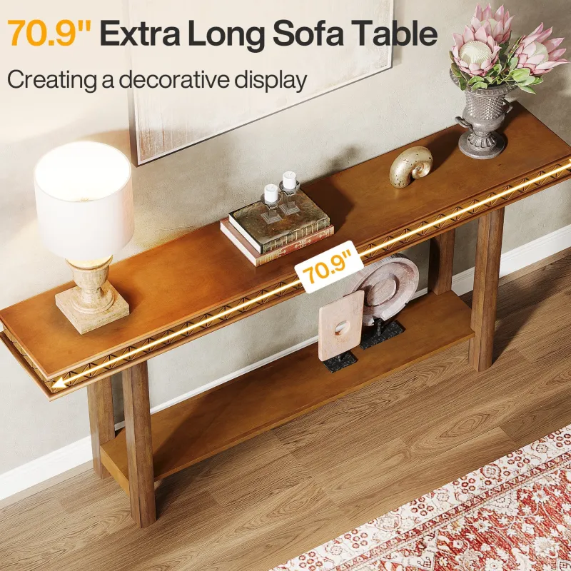 Tribesigns Console Tables|Console Tables*70.9-Inch Console Table, Wood 2-Tier Sofa Table Long Entryway Accent Table