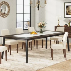 Tribesigns Dining Tables*79-Inch Dining Table for 8-10 People, Modern Kitchen Dinner Table