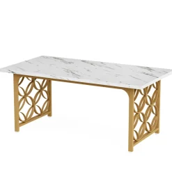 Tribesigns Dining Tables*63-inch Dining Table, Modern Faux Marble Kitchen Table for 6 People