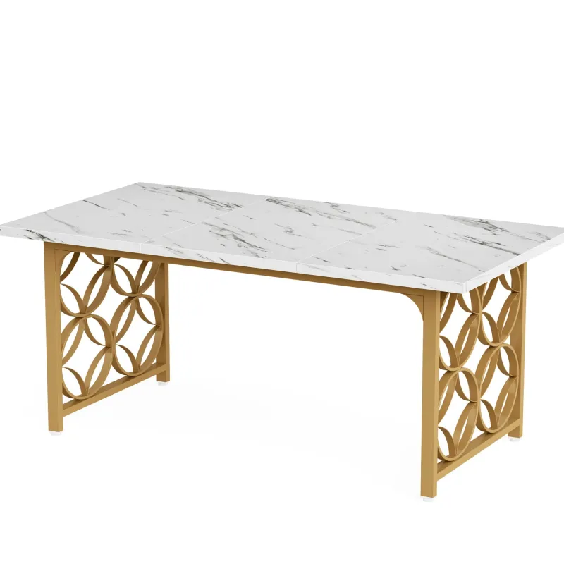 Tribesigns Dining Tables*63-inch Dining Table, Modern Faux Marble Kitchen Table for 6 People