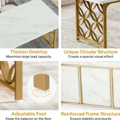 Tribesigns Dining Tables*63-inch Dining Table, Modern Faux Marble Kitchen Table for 6 People