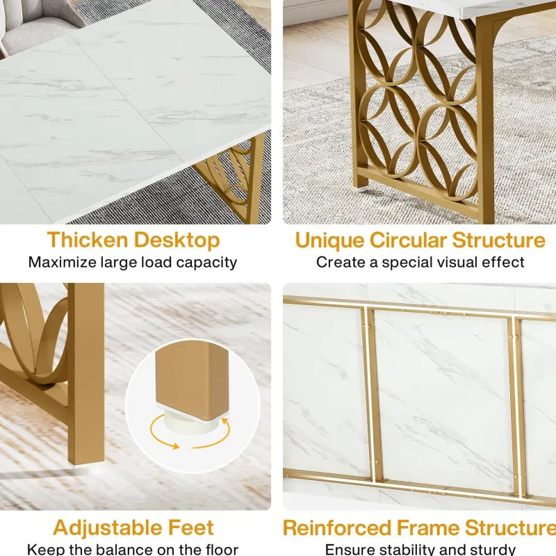 Tribesigns Dining Tables*63-inch Dining Table, Modern Faux Marble Kitchen Table for 6 People