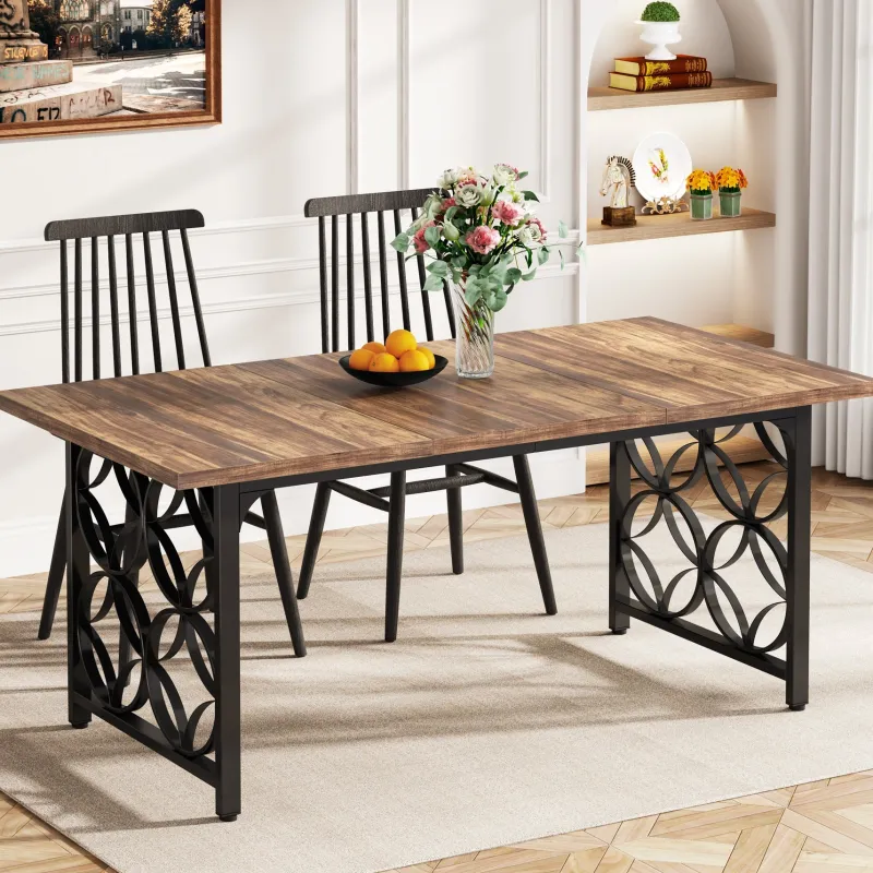 Tribesigns Dining Tables*63-inch Dining Table, Modern Faux Marble Kitchen Table for 6 People