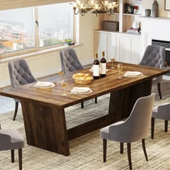 Tribesigns Dining Tables*70.8-Inch Dining Table, Wood Farmhouse Kitchen Table for 4-6