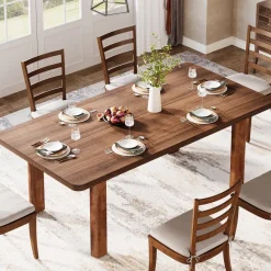 Tribesigns Dining Tables*63-Inch Dining Table, Wood Farmhouse Kitchen Table for 4-6