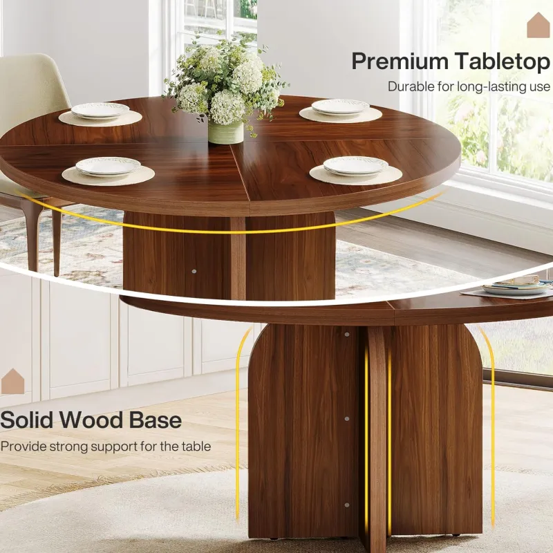 Tribesigns Dining Tables*47-Inch Dining Table, Wood Round Kitchen Table for 4-6