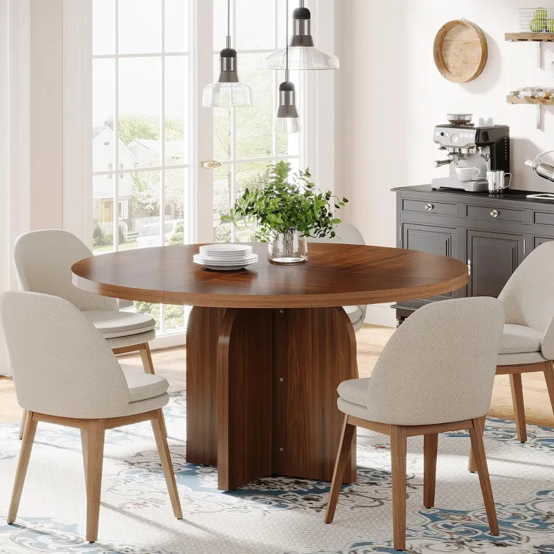 Tribesigns Dining Tables*47-Inch Dining Table, Wood Round Kitchen Table for 4-6